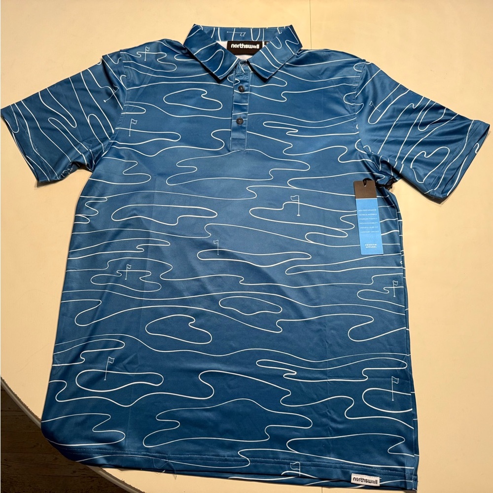 Northswell Blue Tee Patterned Men's Golf Shirt